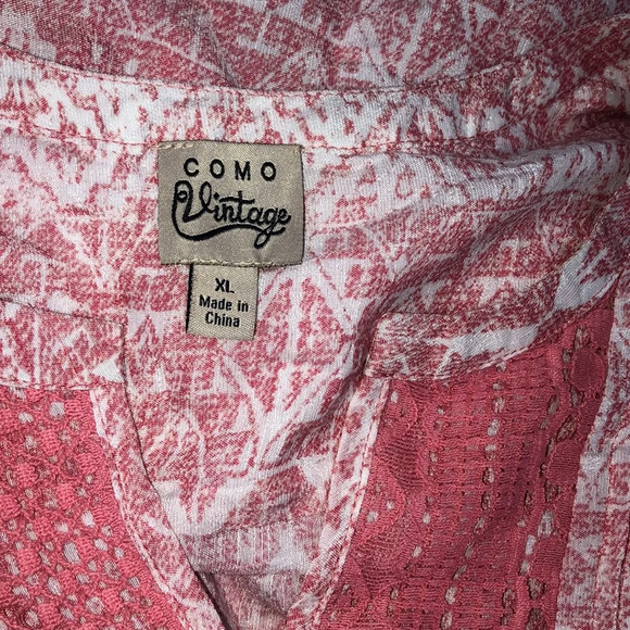 Como Vintage size XLarge pink boho top - Picture 5 of 6